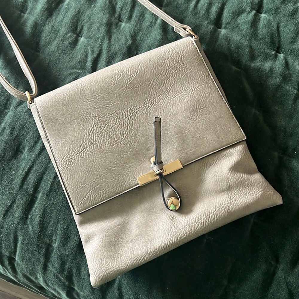 Gray Leather Crossby Bag